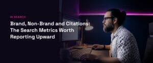 SEO looks at search metrics and citations on a computer screen
